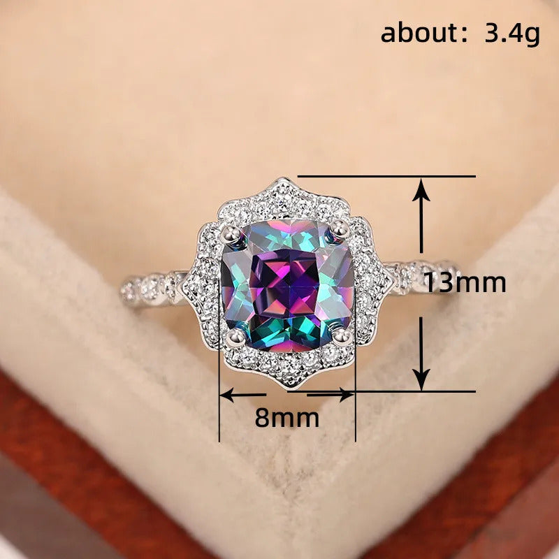 Bague fleur de luxe en argent regardé 925 pour femme, délicat, clair, rose, sertissage pavé,