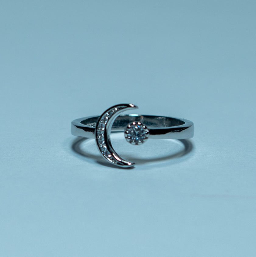 Bague lune fine en argent